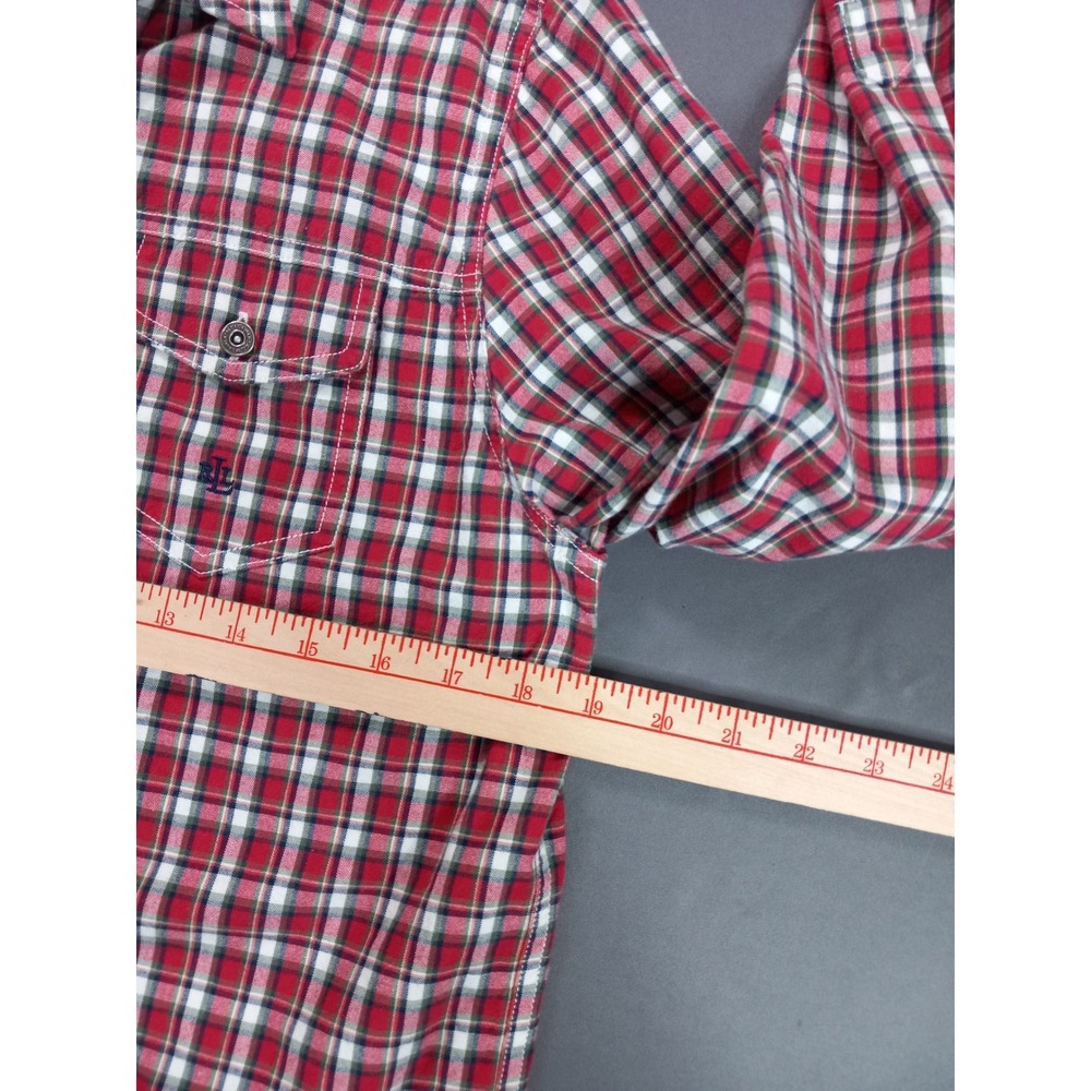 Lauren Ralph Lauren Womens Red Plaid Button Down Shirt Size M Cotton Long Sleeve - Picture 5 of 8